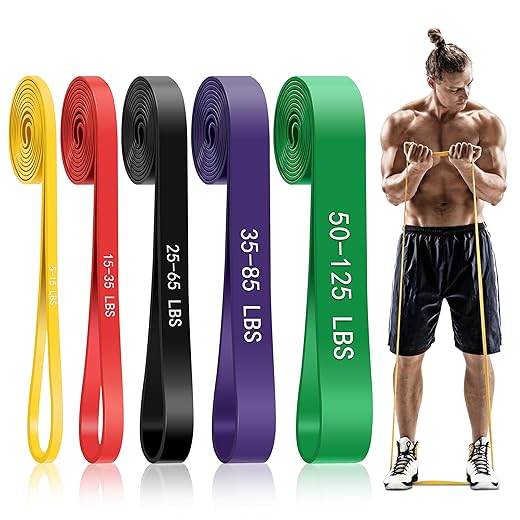 Pull Up Assistance Bands, 5-Level Resistance Bands for Working Out, Pull Up Bands for Men & Women, Exercise Bands for Full-Body Training, Fitness, Physical Therapy, Stretch Workout Bands at Home, Gym