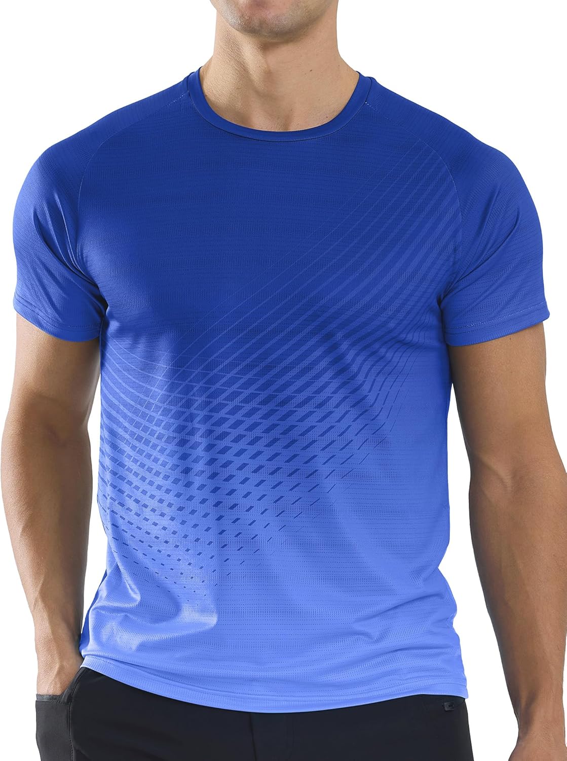 Men's Athletic Running T-Shirts Quick Dry Gym Workout Shirts Moisture Wicking Short-Sleeve Lightweight Sports Tee Tops