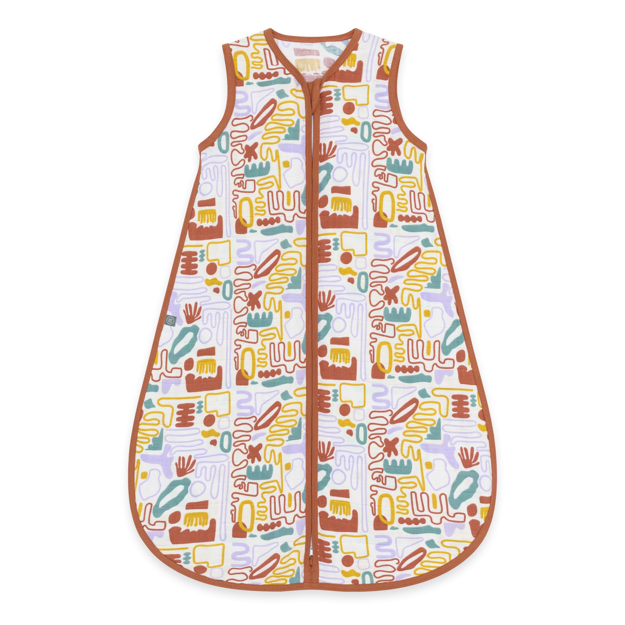 emma & noah Baby Schlafsack 0.5 TOG, Musselin Schlafsack für den Sommer, 100% Bio-Baumwolle, OEKO-TEX Zertifiziert, Atmungsaktiv und Leicht, Strampelsack für Neugeborene (Bunte Formen)