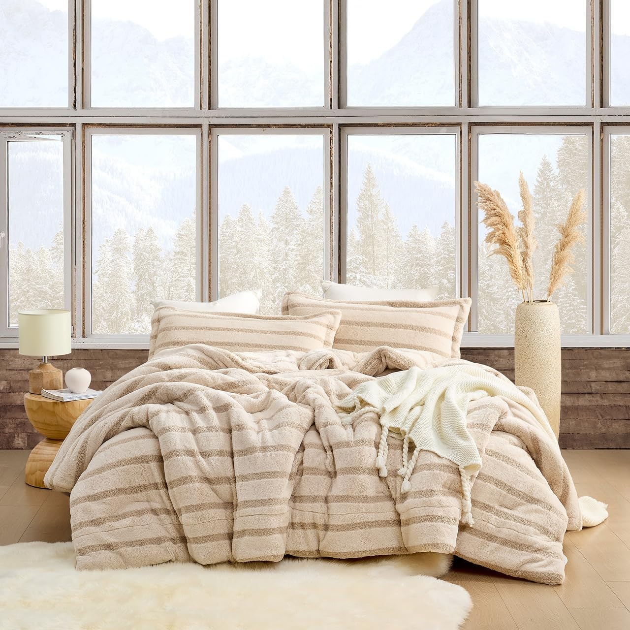 Coma Inducer Cozzzzzzzzzzzzzzzzy Oversized King Comforter Set - Almond Cream Stripe