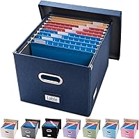 Vista 1 de PRANDOM Caja organizadora de archivos, juego de 1 carpeta plegable decorativa de lino para almacenamiento de archivos colgantes con tapas, gabinete