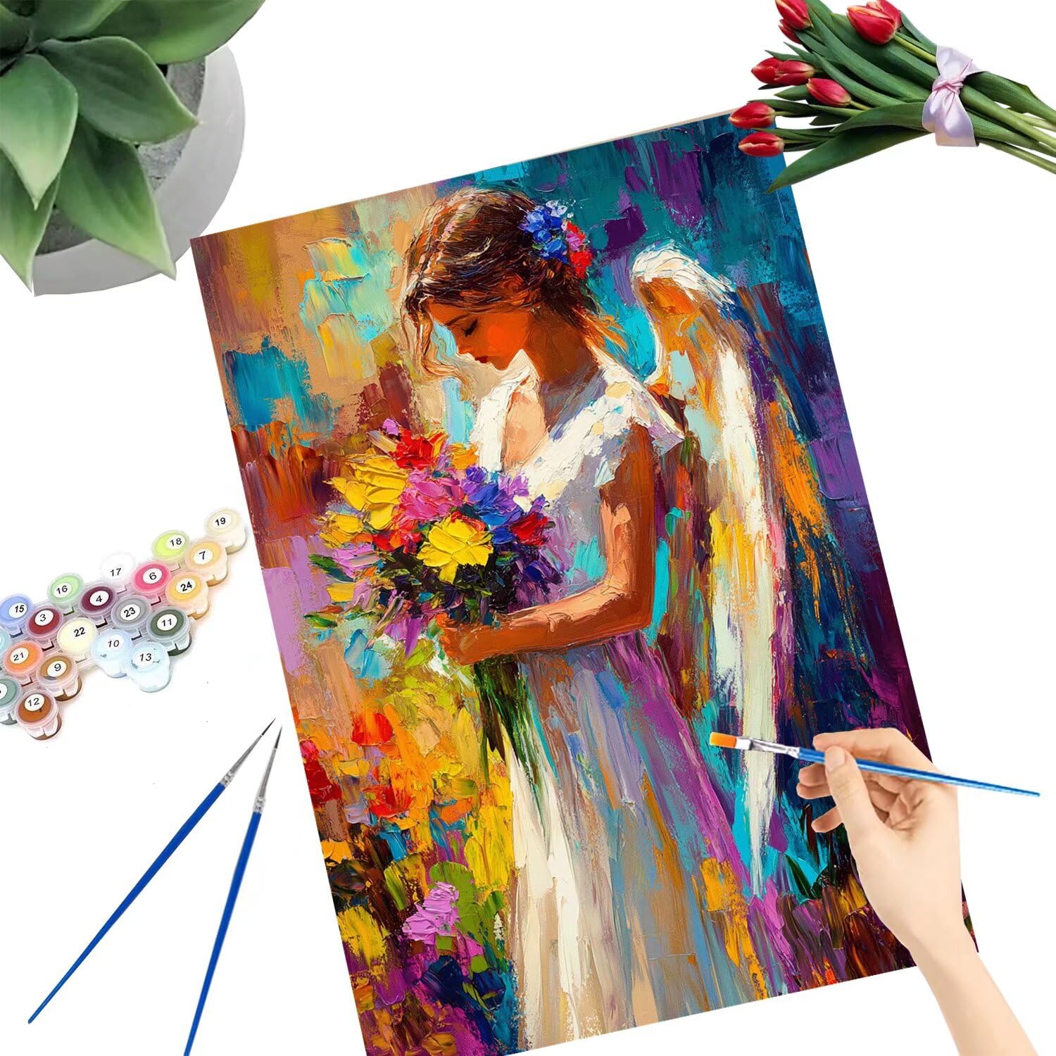 Pintar por Numeros Adultos pintar por numeros niños manualidades niños 10 años, DIY Pintar por Números de Pincel y Pintura acrílica Decoraciones para el Hogar Manualidades, sin Marco 70x90cm C-17
