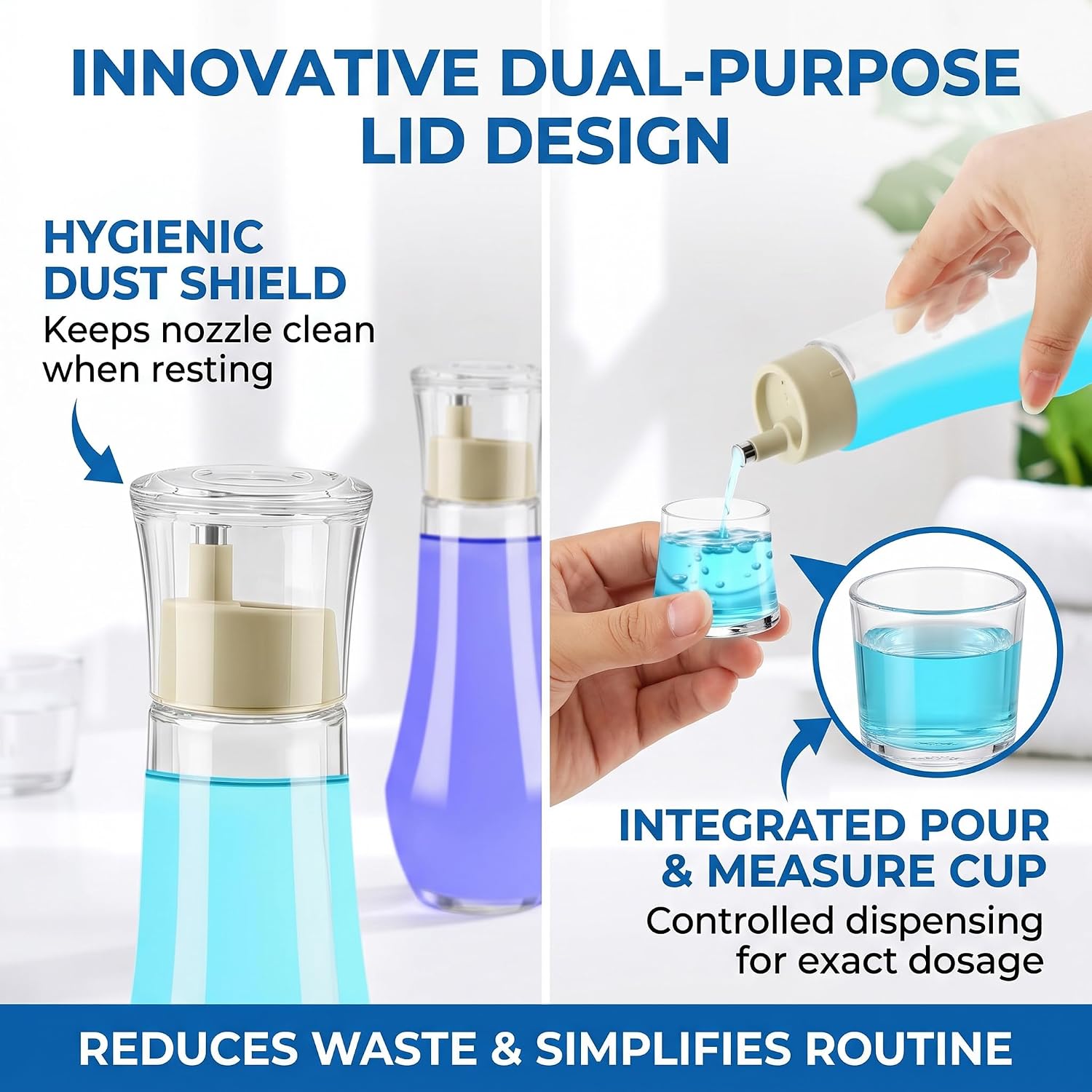 Glass Mouthwash Dispenser, 2pack Refillable Decanter Bottle, 8.8 Oz
