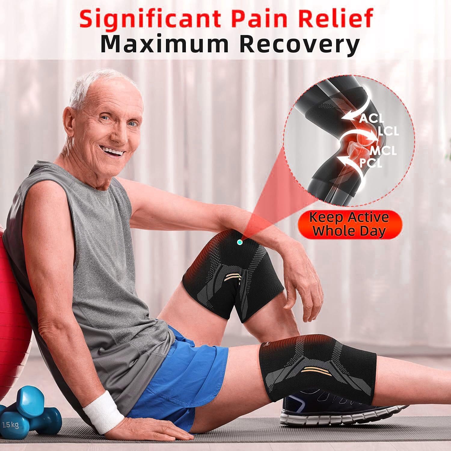 Knee Caps for Women for Pain Relief | Breathable Compression Knee Support for Walking, Running | Soft Stretch Knee Sleeve for Arthritis, Swelling & Recovery (Pair) (Orange, XL) 2
