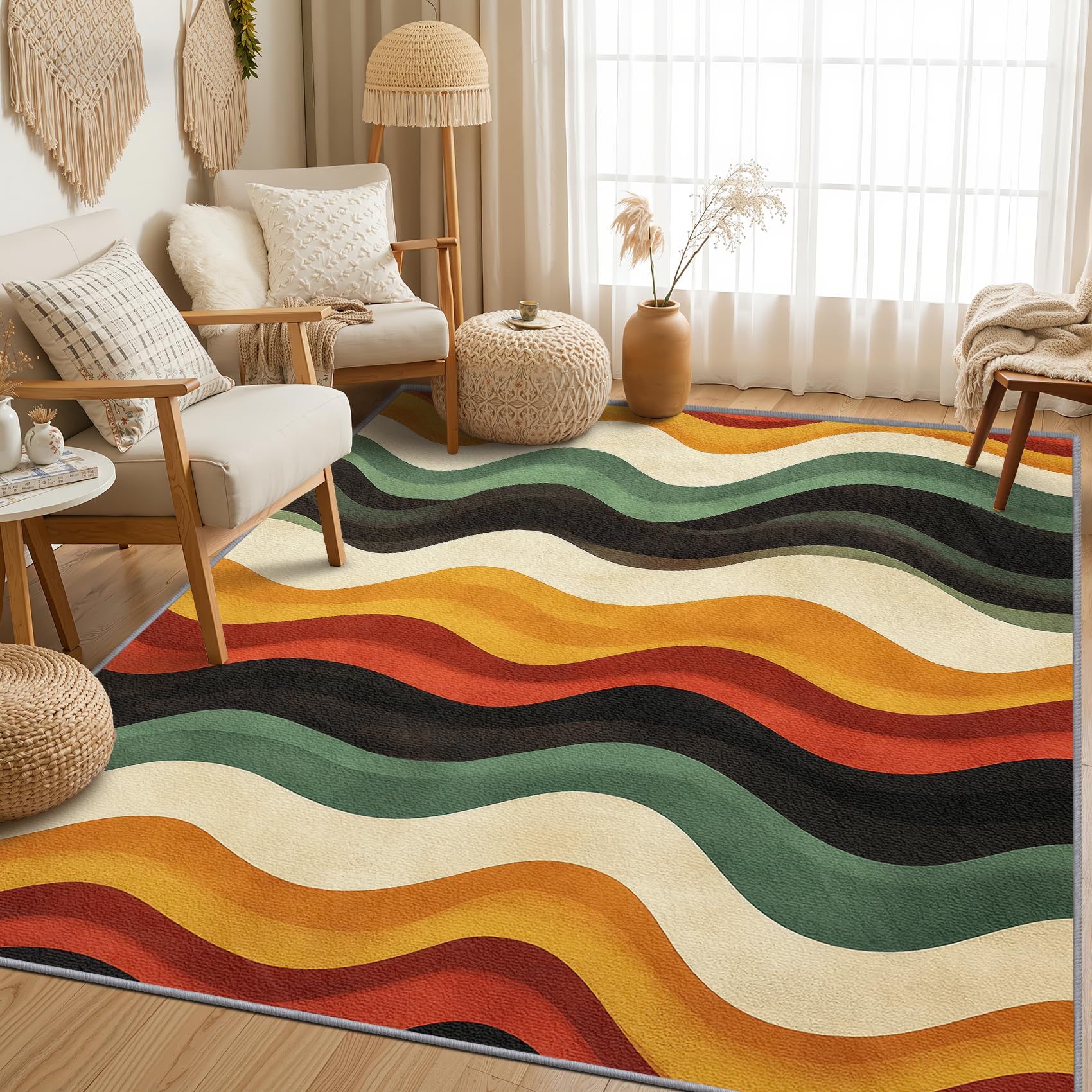 Amazon.com: Zoainuos 70s Rug 8x10-6x9 Rug, Retro Wave Living Room