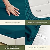 Vista 43 de MAYFAIR LINEN Twin XL Fitted Sheet Only - 100% Egyptian Cotton 600 Thread Count 16" Deep Pocket Fitted Sheet Twin XL, Cooling Sateen Elastic Bottom