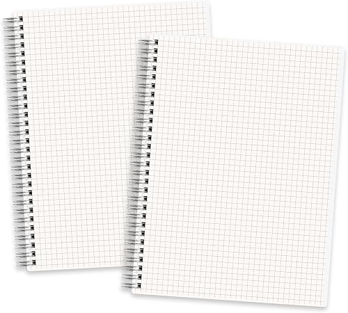 RETTACY Spiral Graphing Notebooks 2 Pack - Large Spiral Journal Graph Notebooks with 7.3" × 10", Total 320 Pages, 100 GSM Thick Paper, Graph Notebooks for School