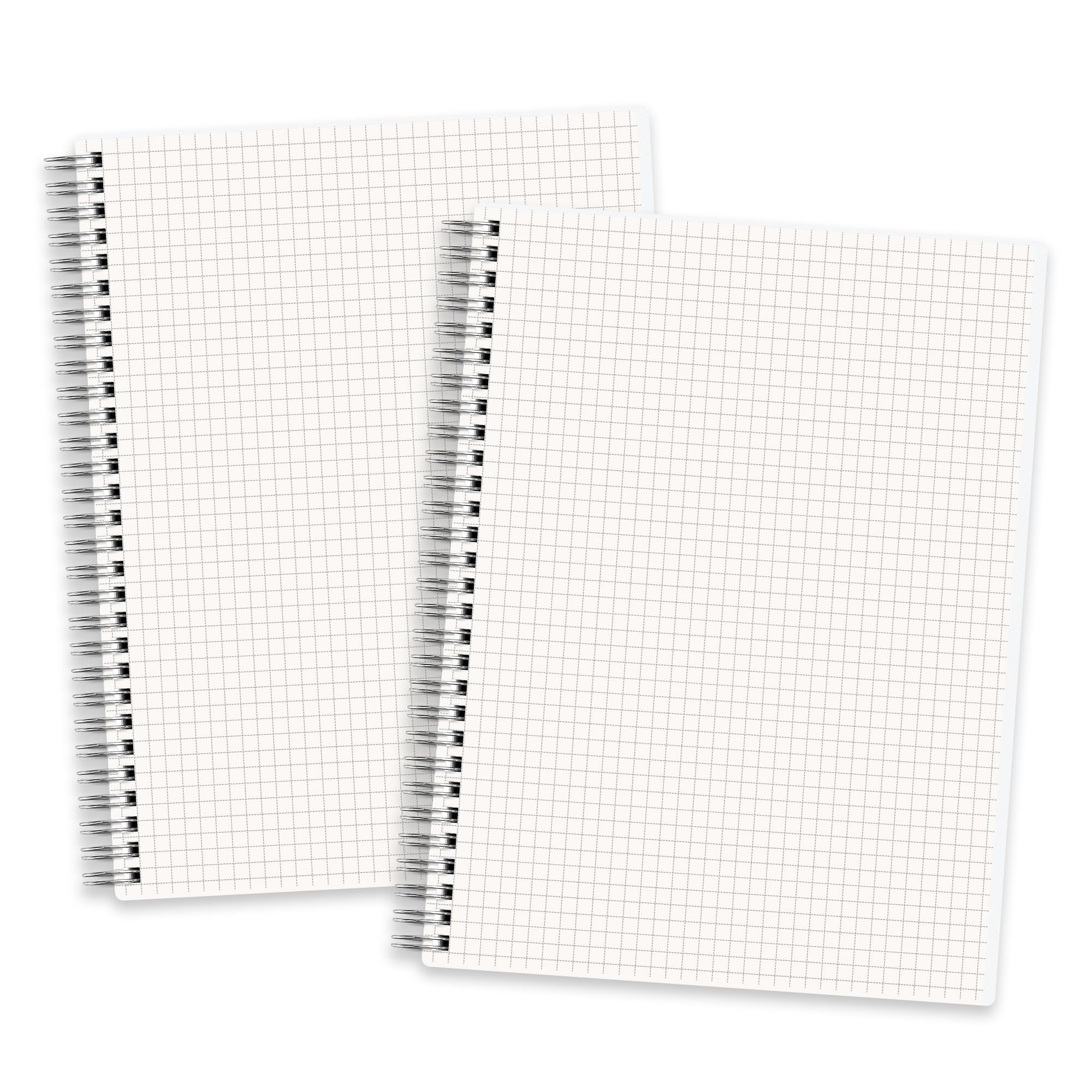 RETTACY Graph Grid Paper Notebook, 2-Pack, 160 Pages per Pack, B5 Medium Size (7.6'' × 10''), 100 GSM Thick Paper, Spiral-bound, Flexible Plastic
