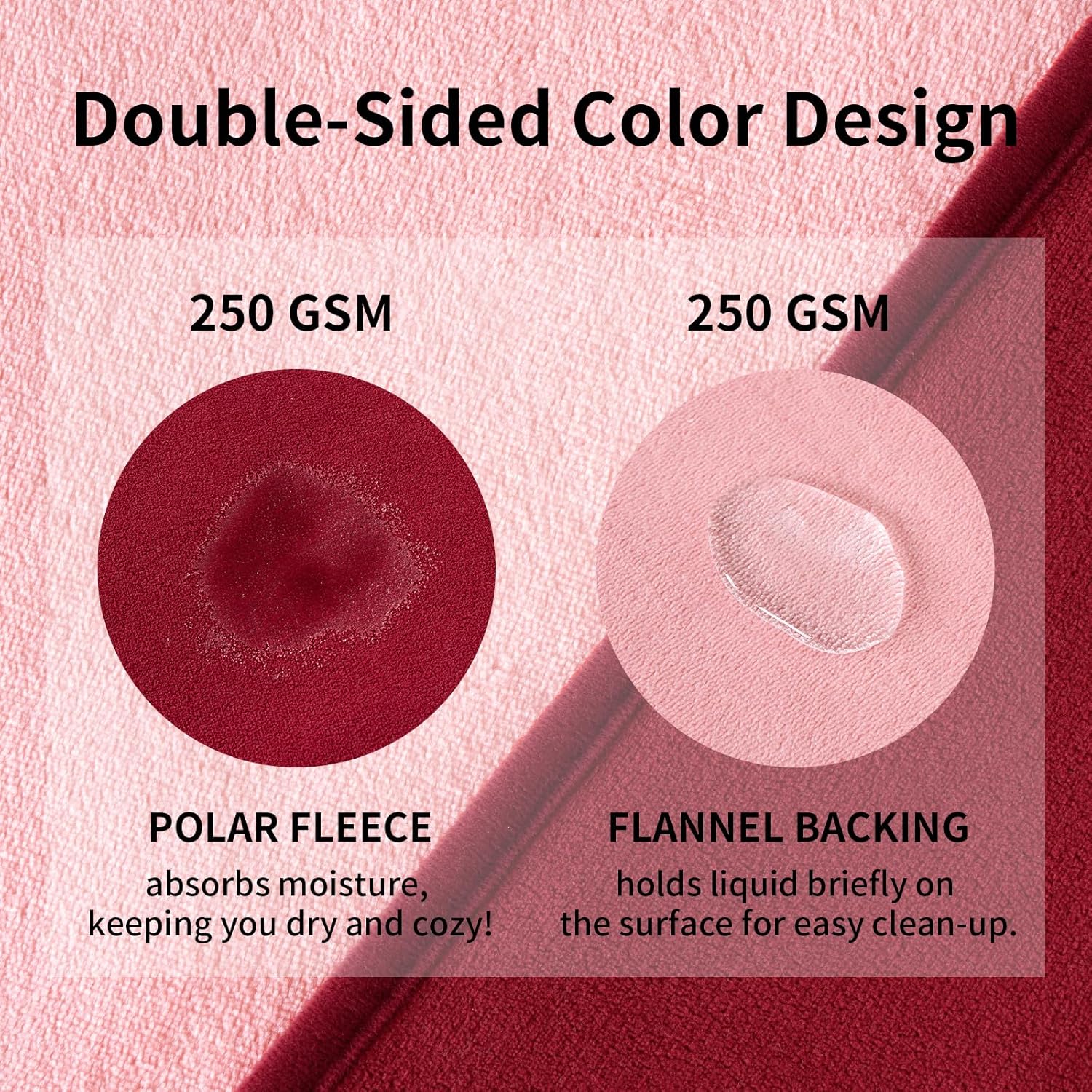 QiyI Waterproof Blanket for Bed Queen Size, Reversible Washable Pet-Friendly Flannel Throw Blanket, Leakproof Stain-Resistant Furniture Protector for Travel & Camping, 60"x80", Burgundy/Pink - Image 4