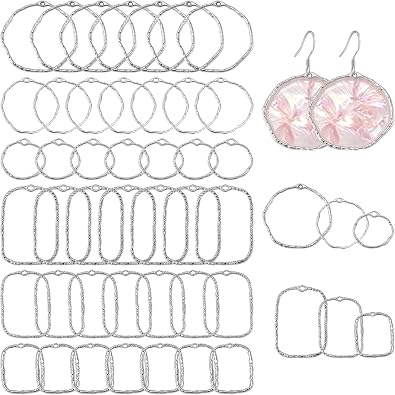 48 Pcs Alloy Open Back Bezel Pendants, 6 Styles Hollow Frame Ring
