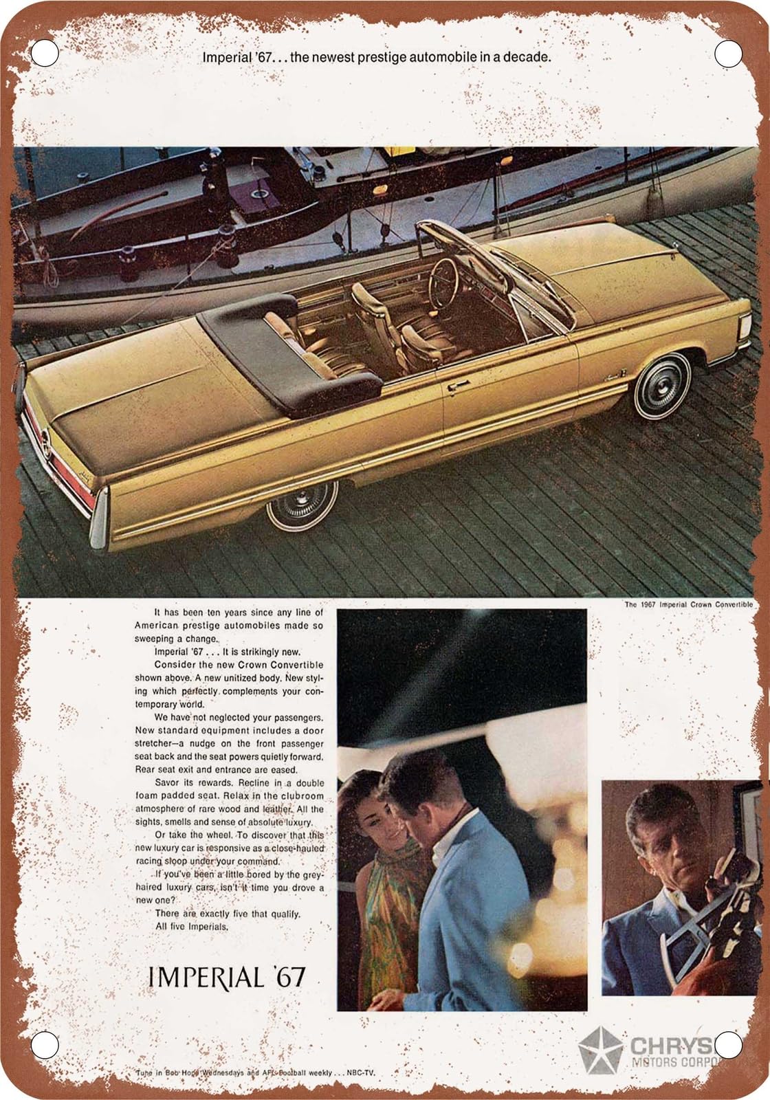 METAL SIGN - 1967 Imperial Vintage Ad 03 - Old Retro Rusty Look home decor