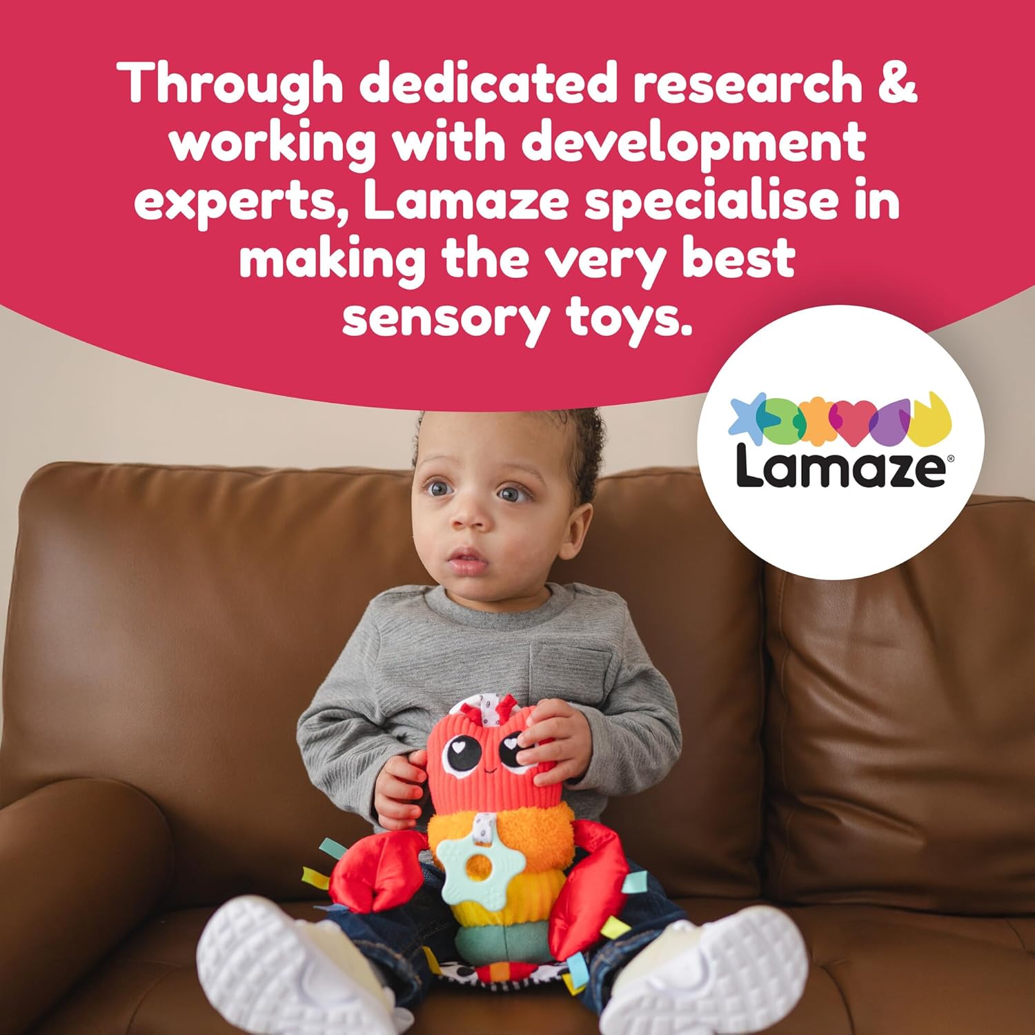Lamaze Liam The Lobster Clip-On Stroller and Car Seat Toy - High Contrast Baby Toys for Sensory Development - Baby and Toddler Stocking Stuffers - Ages 0 Months and Up