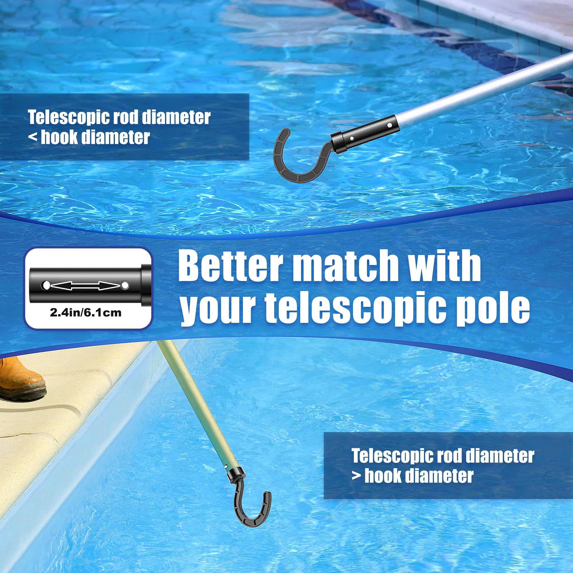 2-Pack Universal Hook For Robotic Pool Cleaners – Durable ABS Retrieval Tool For In-Ground Pools, Lightweight & Easy To Use