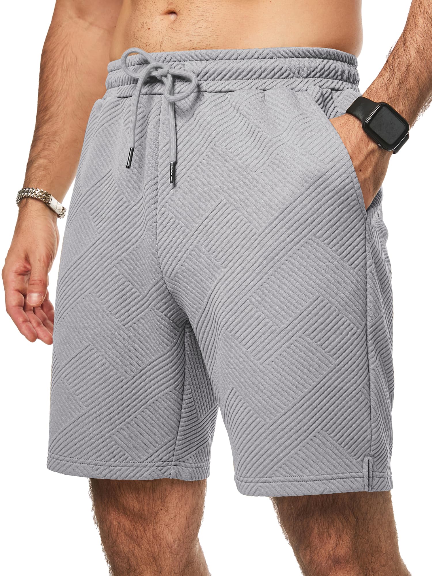 JMIERR Herren Textur Kurze Hosen mit 3 Taschen 2026 Sommer Casual Loose Shorts Elastische Taille