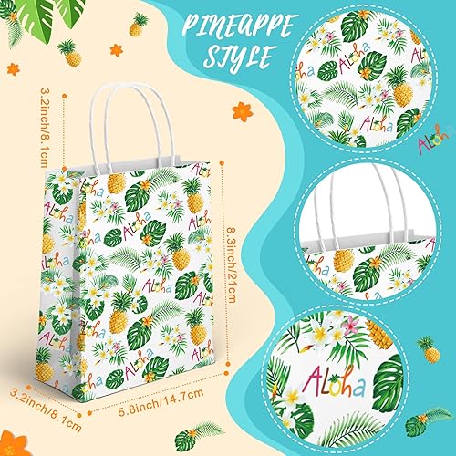 Miniatura 2 de Aloha - Paquete de 24 bolsas de recuerdo para fiesta hawaiana tropical, bolsas de regalo tropicales hawaianas, bolsas de regalo tropicales con hojas