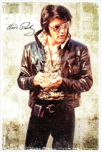 buyartforless - Póster artístico de Elvis Presley con gafas y chaqueta, 36 x 24 pulgadas, diseño de música enmarañada