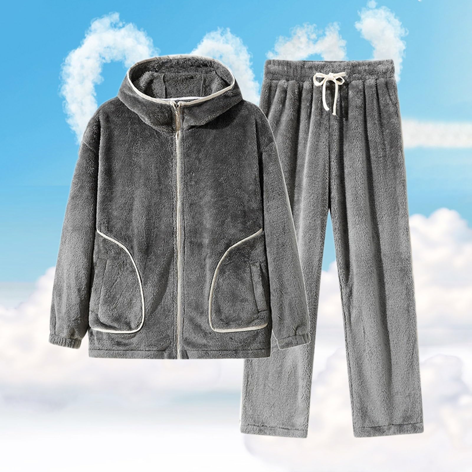 Schlafanzug Herren Frühling Und Autumn Sleepwear Set Zweiteiliger Nightwear Farbblock Pyjama Shirt Pyjamahose Schlafhose für Nacht Entspannung Winterpyjama