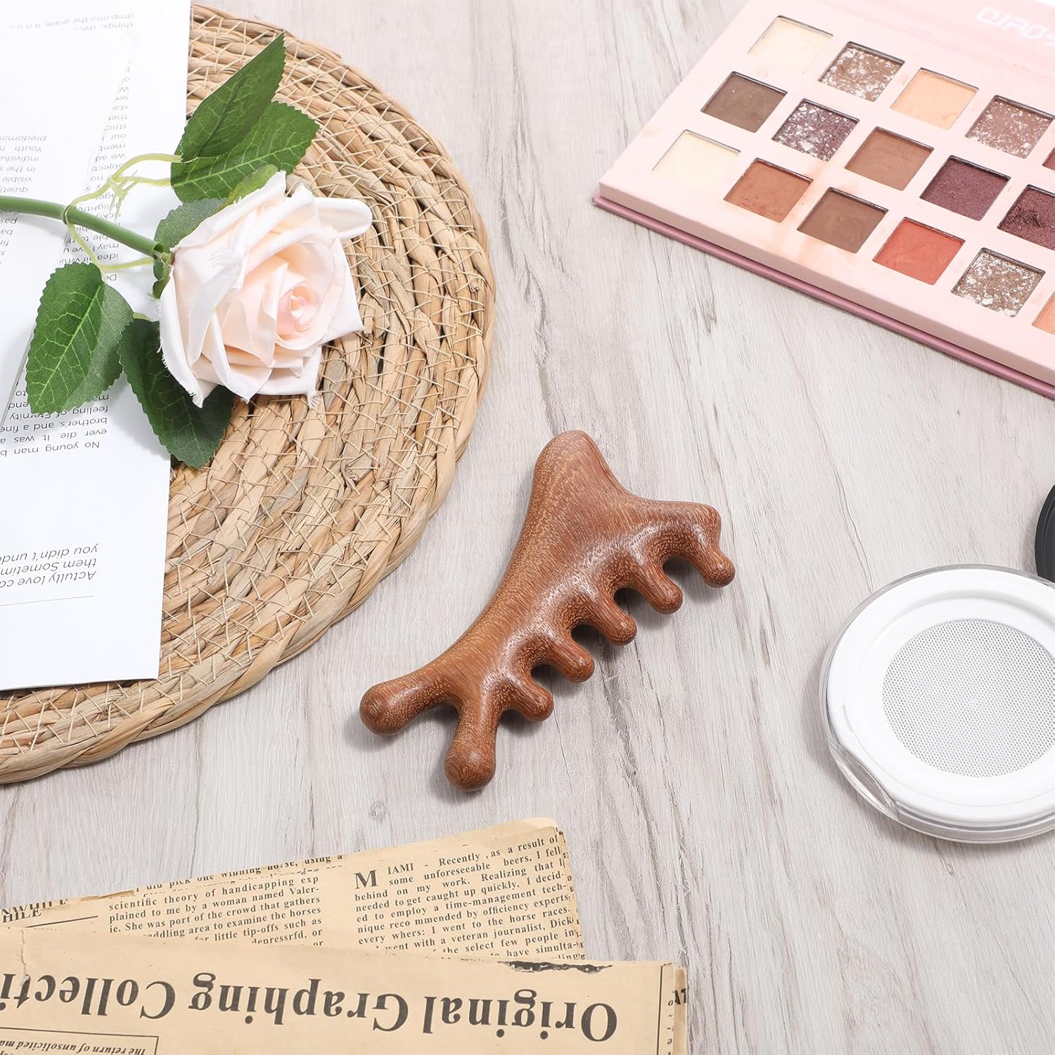 4-in-1 Wooden Scalp Massager Comb, Wooden Hair Scalp Comb Hair Growth Head Massager Scalps Guasha Tool Gua Sha Combs for Face & Body Wood Massage Combs for Stress Relief Relaxation Circulation - Image 7