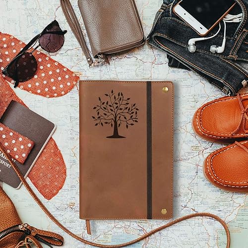Miniatura 6 de The Tree Of Life - Diario de cuero real, correa elástica, 200 páginas rayadas, 6 x 8.5 pulgadas, diario, cuaderno de cuero para escribir