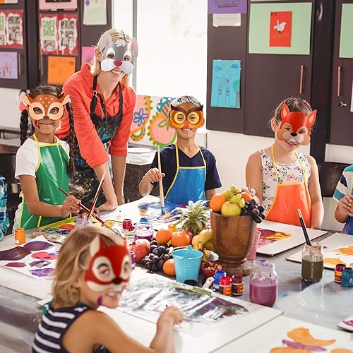 Miniatura 7 de Blulu 12 máscaras de animales para niños, amigos del bosque, máscaras de dibujos animados, animales del bosque de la selva, fiesta temática de