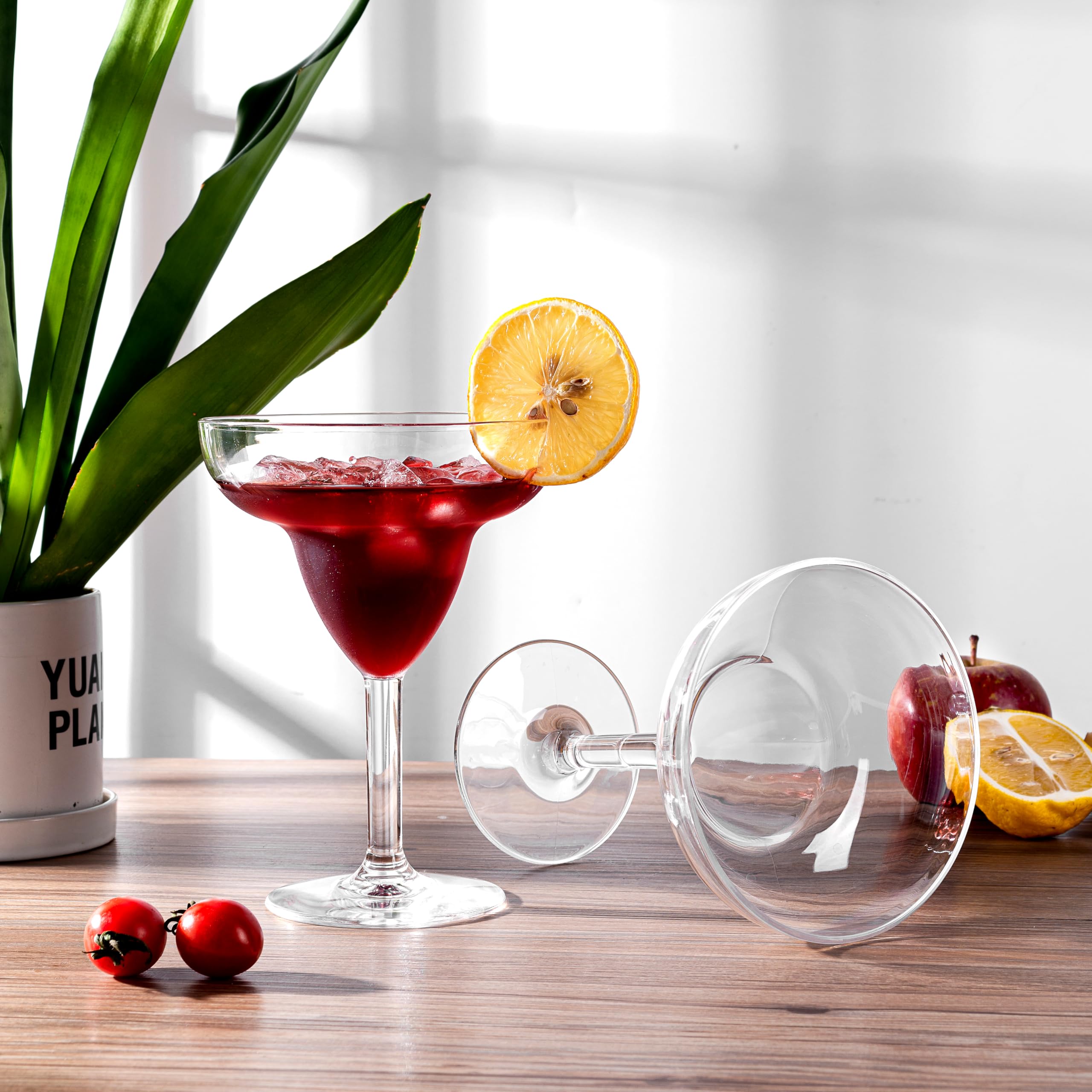 KOXIN-KARLU Vasos clásicos de plástico para margaritas de 355 ml, juego de 6 vasos acrílicos transparentes