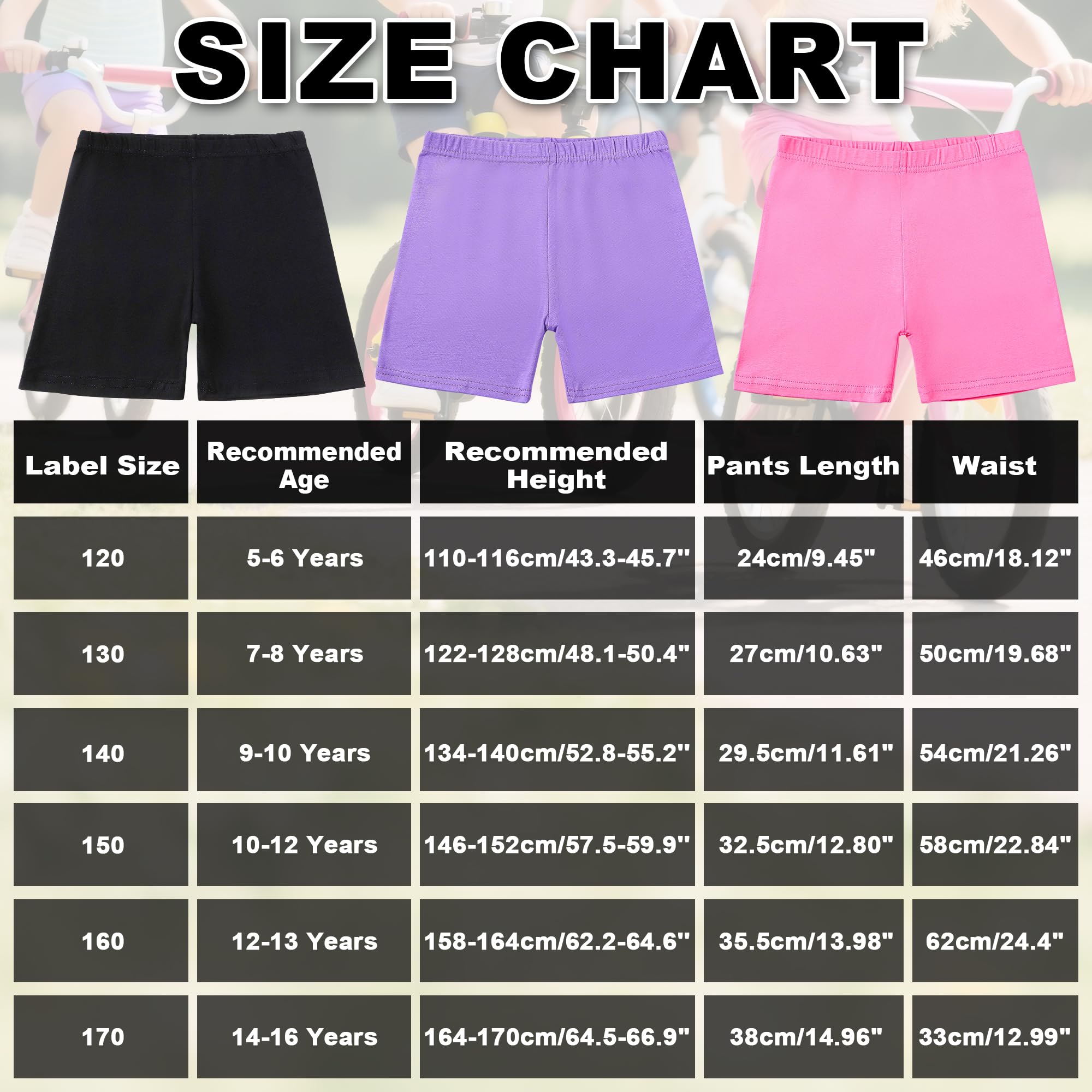 Shorts Pantalones Niñas, Cortos de Ciclismo Leggings Algodón Pack de 3, Elástica Mallas Cortas Transpirable Deportivo Correr Danza Verano Cómodo Short Pantalón 5-16 Años