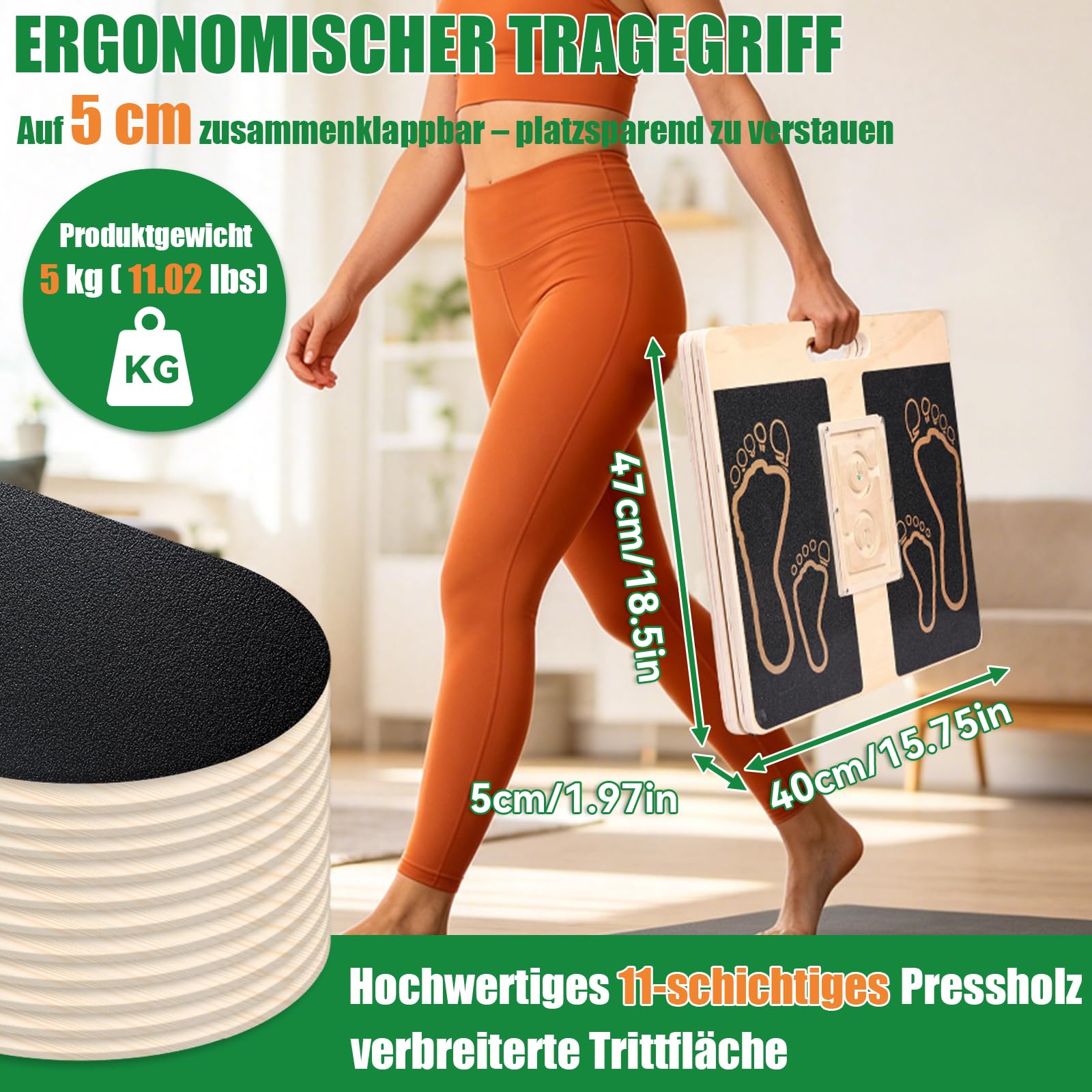 2 in 1 Wadendehner Balance Board mit 12 Winkeln 18°-53° Verbreitet