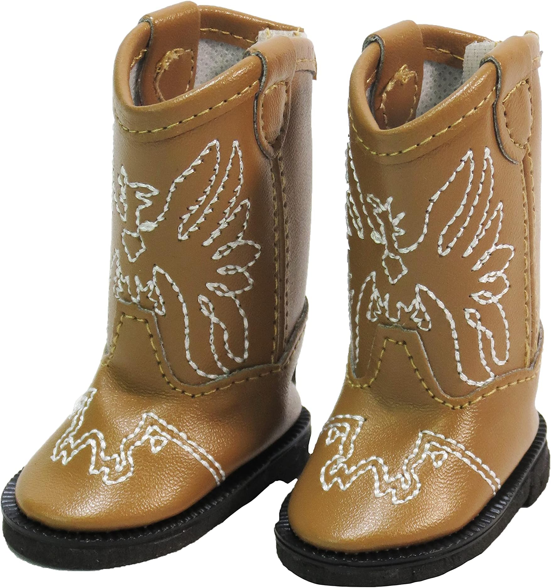 American Fashion WorldLight Brown Eagle Cowboy Boot for 14-Inch Dolls | Premium Quality & Trendy Design | Dolls Shoes | Shoe Fashion for Dolls for Popular Brands