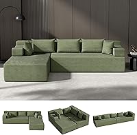 Vista 34 de Sofá Modular Seccional Nube para Sala de Estar - Juego de Sofás de Chenilla Convertible de 4 Plazas de 130'' con Otomana, Sofás de Compresión sin