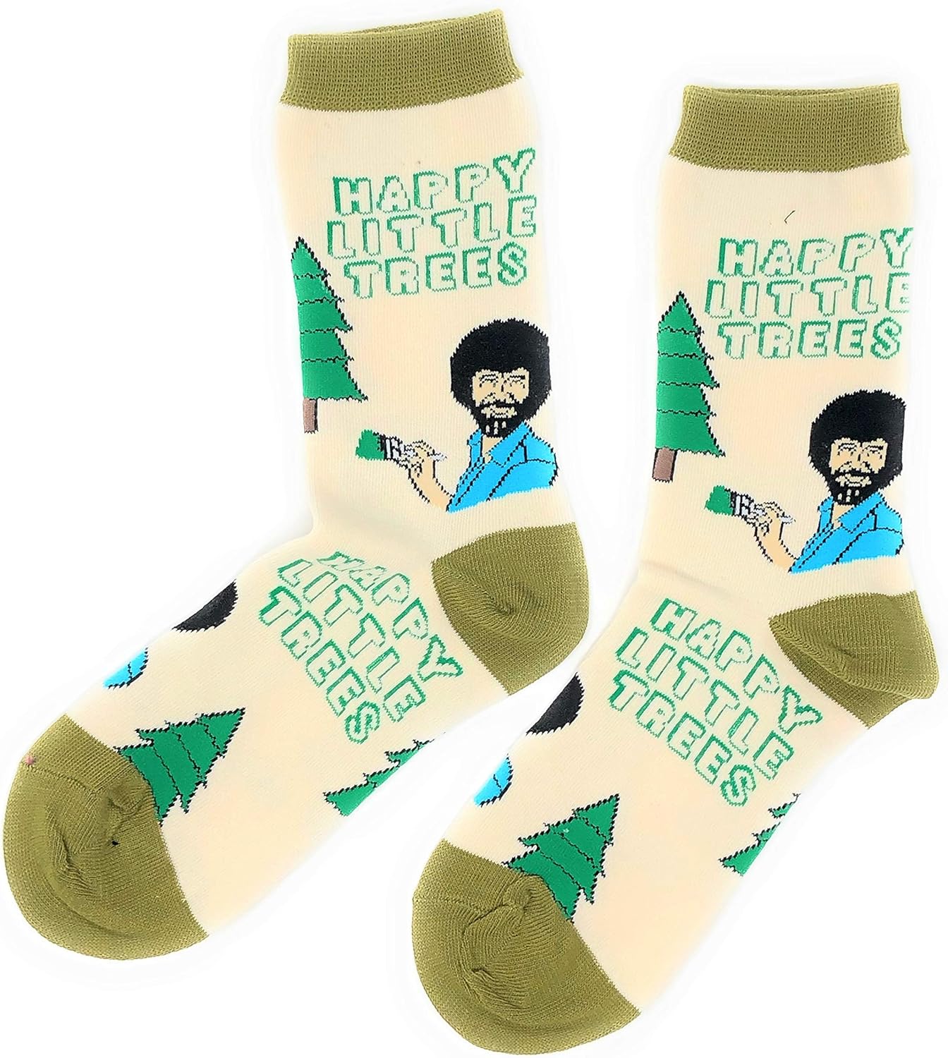 Miniatura 5 de ooohyeah Calcetines altos novedosos de Bob Ross para hombre, divertidos calcetines locos, divertidos calcetines de algodón de vestir casuales