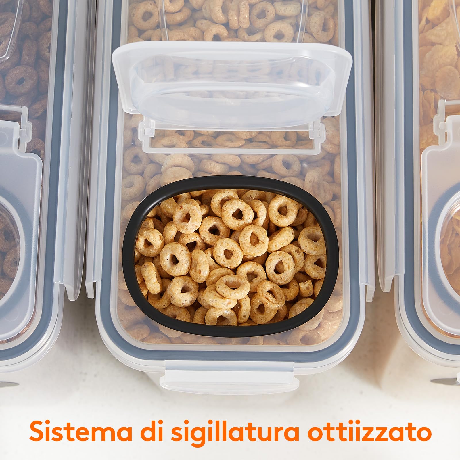 Lifewit 4 Contenitori Ermetici per Alimenti, Set Contenitori per Alimenti 5.5L, Contenitori Pasta Dispensa Salvaspazio, Contenitori Barattoli Cucina Accessori, Barattoli Pasta Plastica con Coperchio