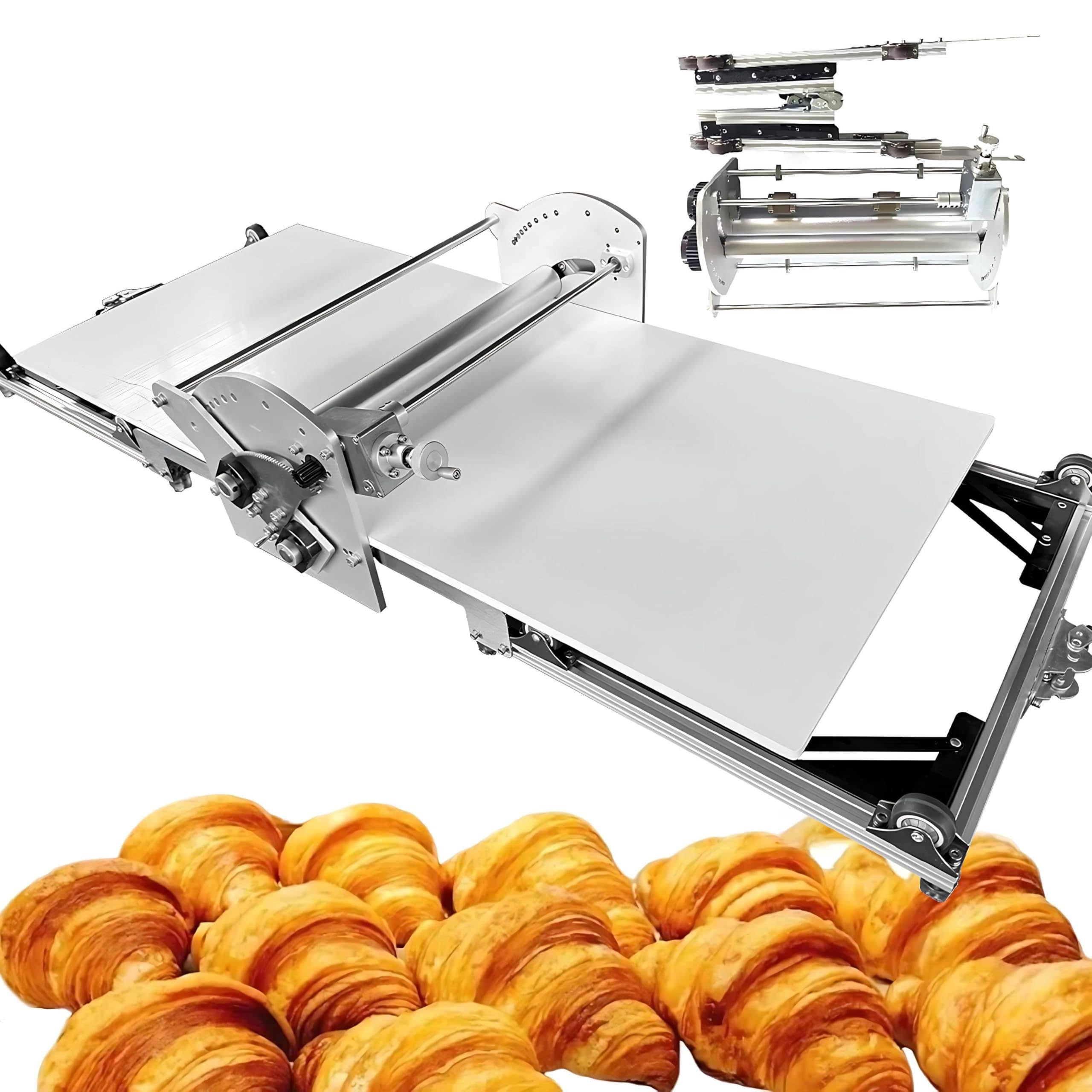 LMYYDES Electric Dough Roller Commercial, Puff Pastry Sheeter Machine with 2-30mm Thickness Control, 17 Inch Non-Stick Roller for Bakery, Pizza, Fondant