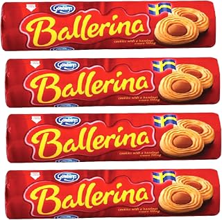 Ballerina Swedish Cookies- Vanilla & Chocolate Cookies With Hazelnut Cream (Original) 6.7 ounce (Pack of 4)