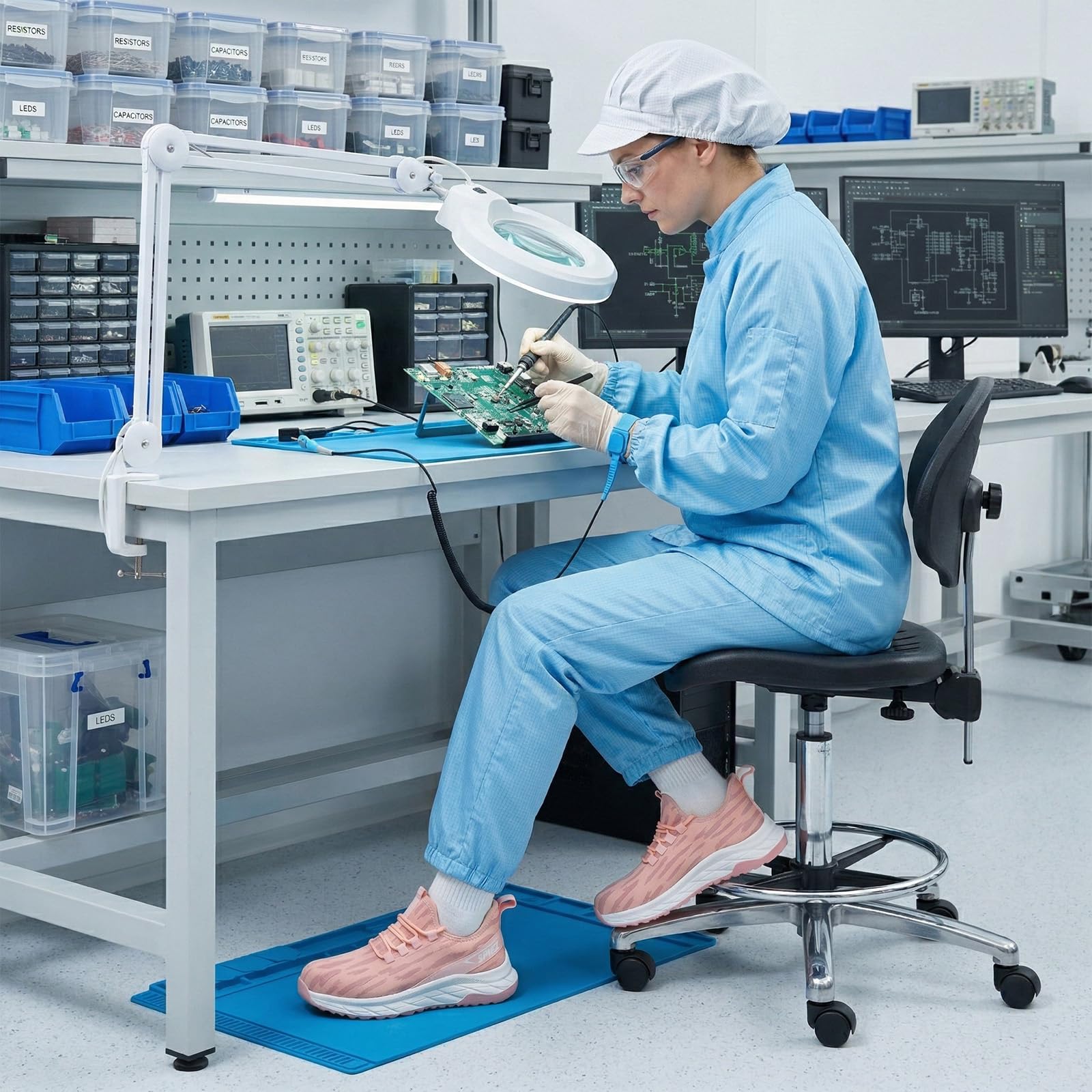 SPIEZ Antistatische Sicherheitsschuhe Damen S1P rutschfest, Metallfreie Arbeitsschuhe mit kunststoffkappe, Atmungsaktive ESD Schuhe mit Durchtrittsichere Zwischensohle