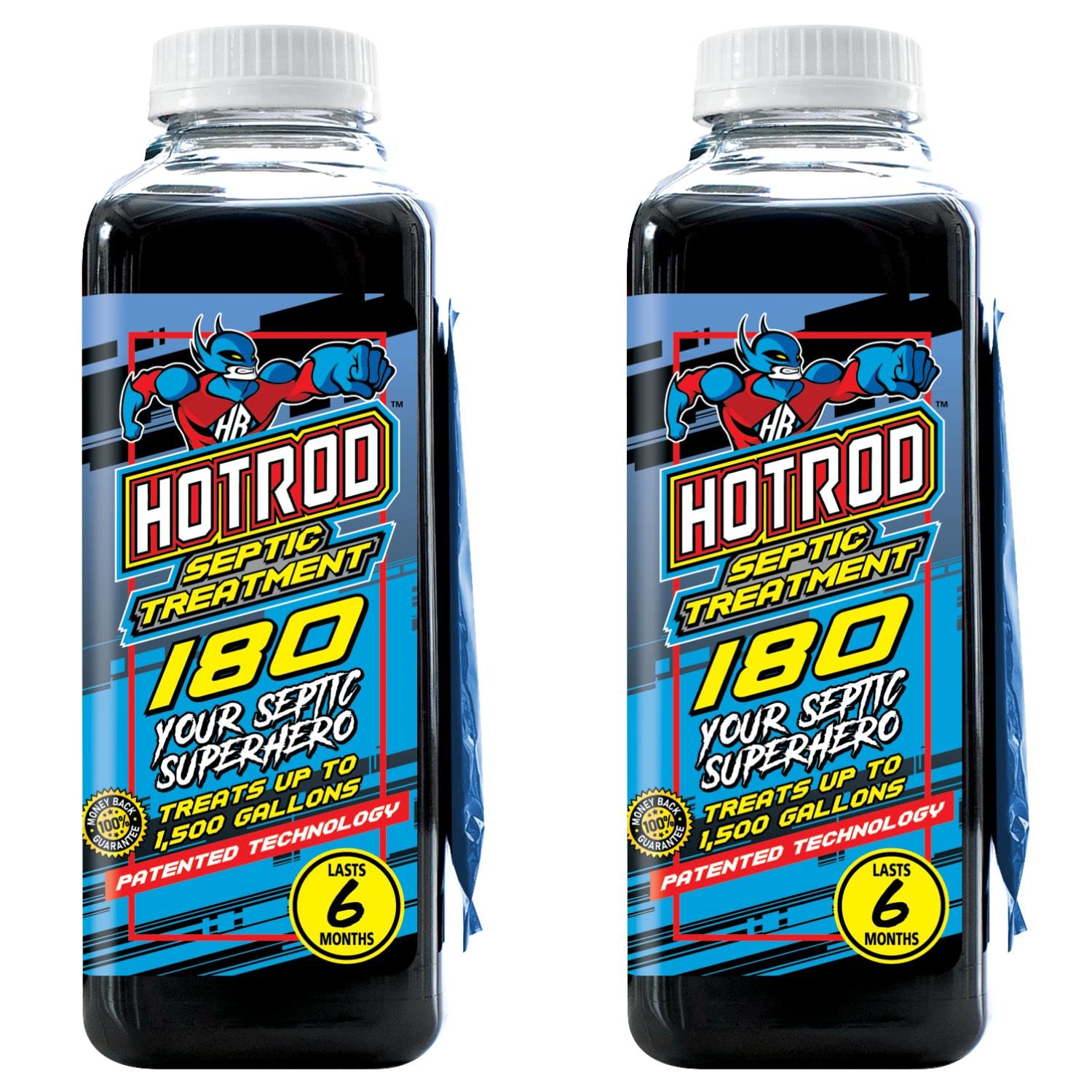 Hotrod Septic Tank Treatment - 12 Month Supply Extends Septic System Life and Prevents Costly Repairs - Industrial Grade - Easy to Use - Safe on Piping and Plumbing - 16oz Liquid (16 oz, 2)