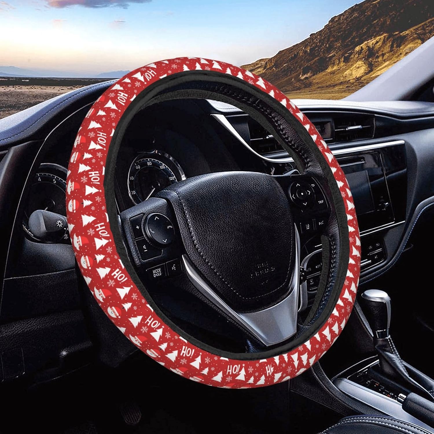Skull Crossbones Pattern Car Steering Wheel Cover Auto Steering Wheel Protector Anti-Slip Elasticity and Breathable Car Accessories Universal 15 Inch for Cars SUV Sedan Vans Trucks