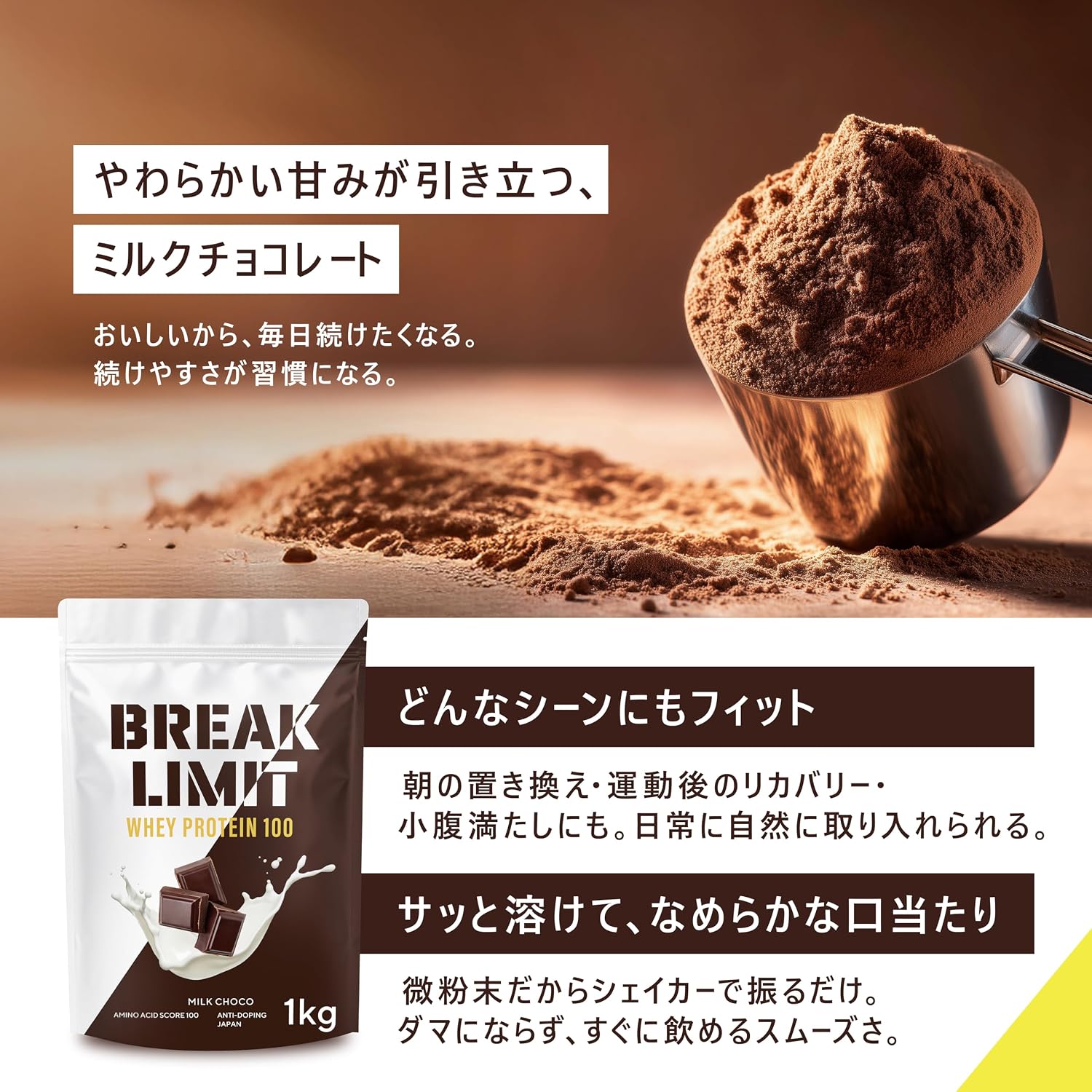 БРЕЙК-ЛИМИТ (Break LIMIT) Сывороточный протеин WPC 1 кг со вкусом молочного шоколада Аутентичный шоколад отечественного производства, фото 3
