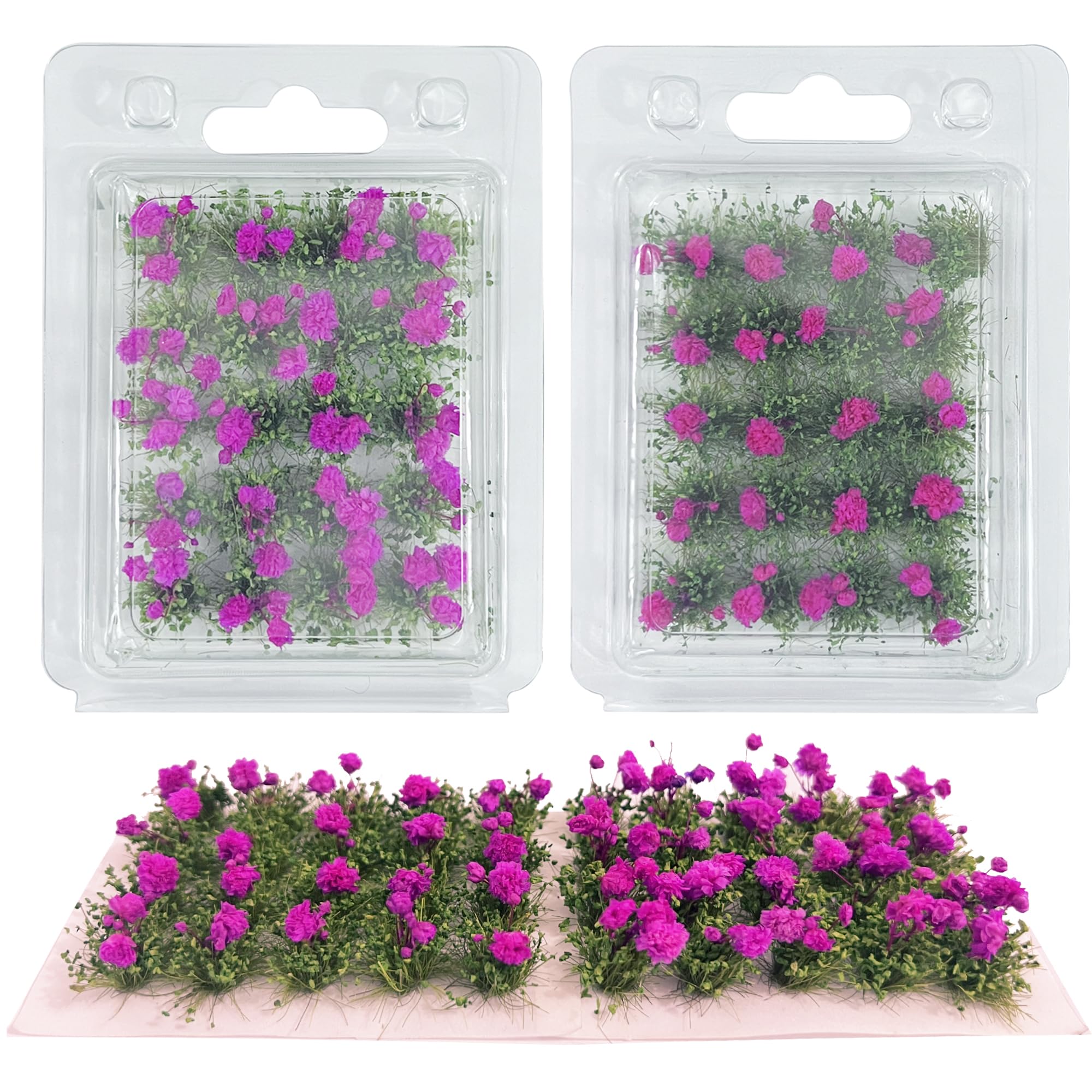 Woohome Flower Cluster Flower Vegetation Groups Grass Tufts Miniature Static Scenery for DIY Architecture Building Model Railway Train Diorama Garden Scenery Landscape Layout (Rose, Red)