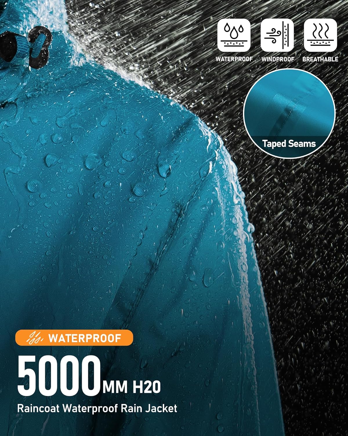 Outdoor Ventures Women's Rain Jacket Lightweight Packable Waterproof Rain Coat with Hood for Travel Golf Hiking Windbreaker - Image 2