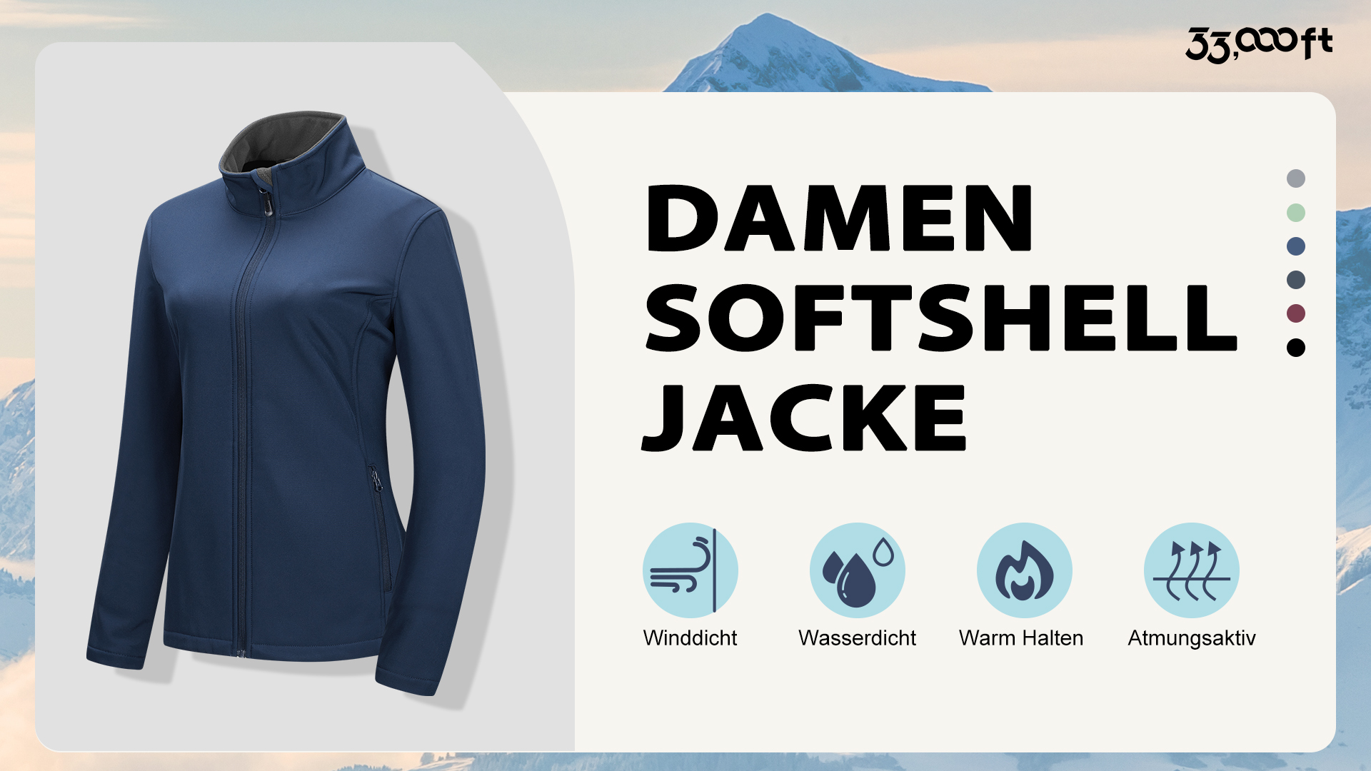 33,000ft Damen Regenjacke Mit Fleece-Futter - Wasserdichte Übergangsjacke Für Outdoor