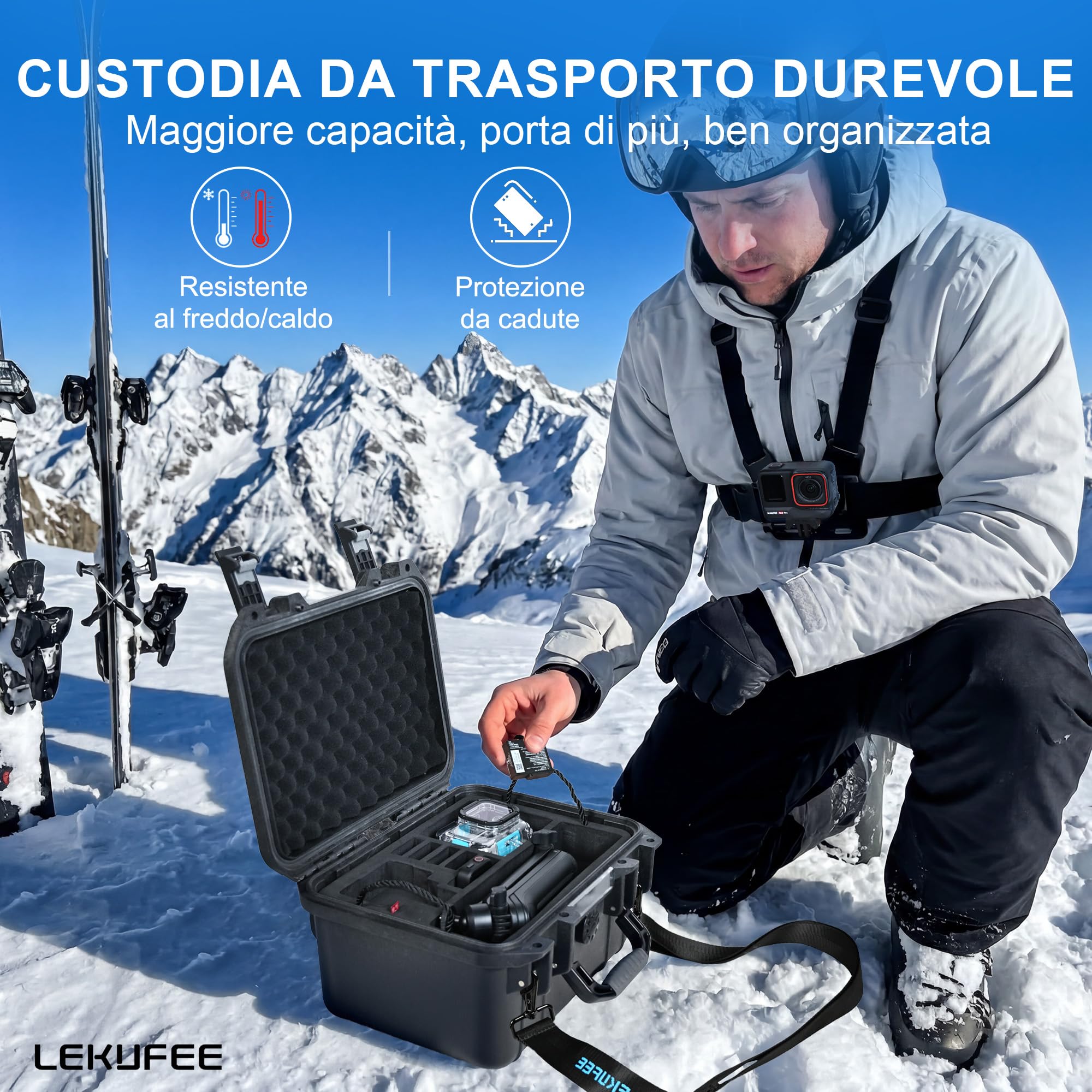 LEKUFEE Custodia Rigida Impermeabile per Insta360 Ace Pro 2/Insta360 Ace Pro/Insta360 Ace/Camera d'azione impermeabile e altri accessori (solo Valigia)