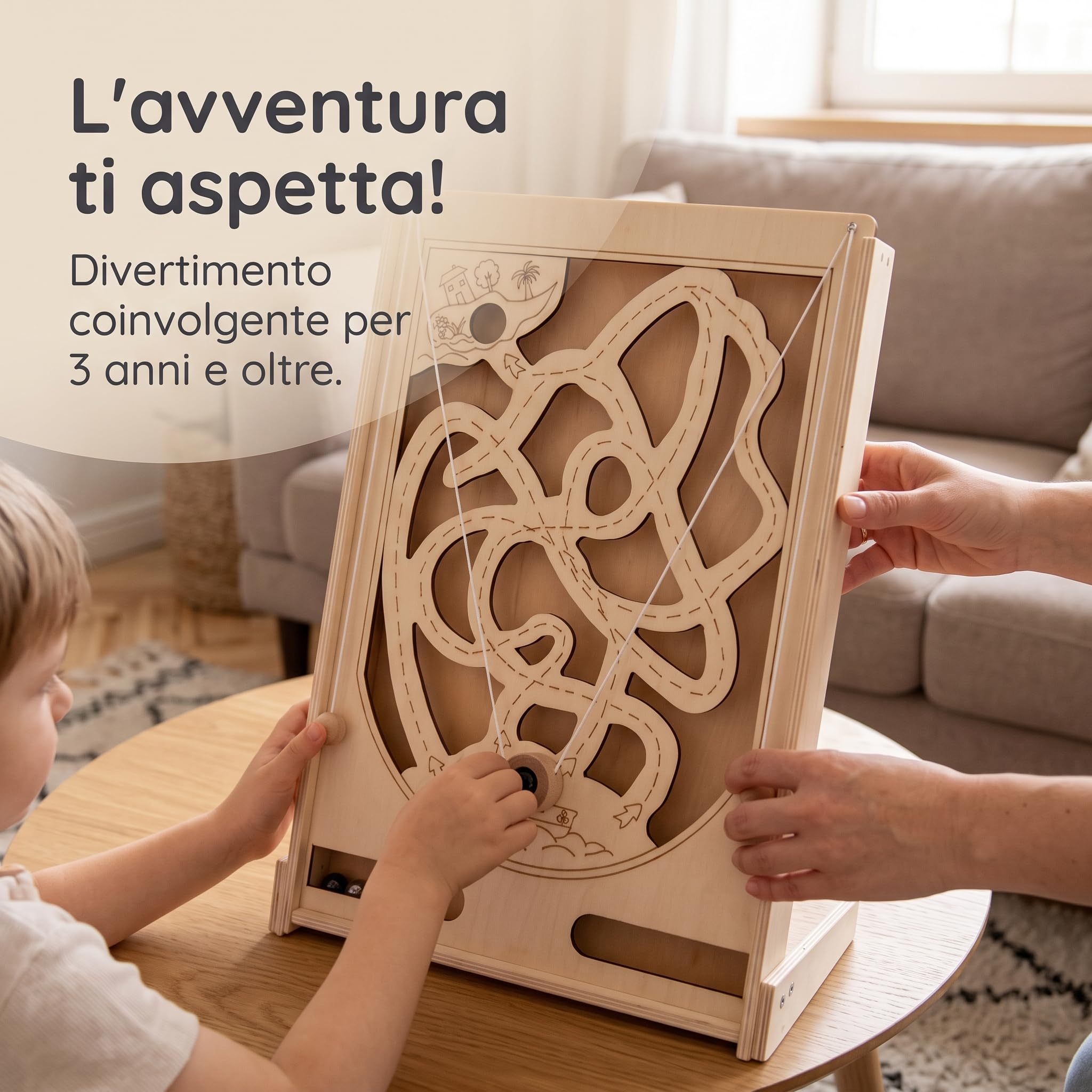 Qianly in Legno con Avventura Pirata per Allenare Coordinazione Mano Occhio E Controllo Fine Gioco da Tavolo con Struttura Robusta Adatto per Giochi Famiglia, Multiforo