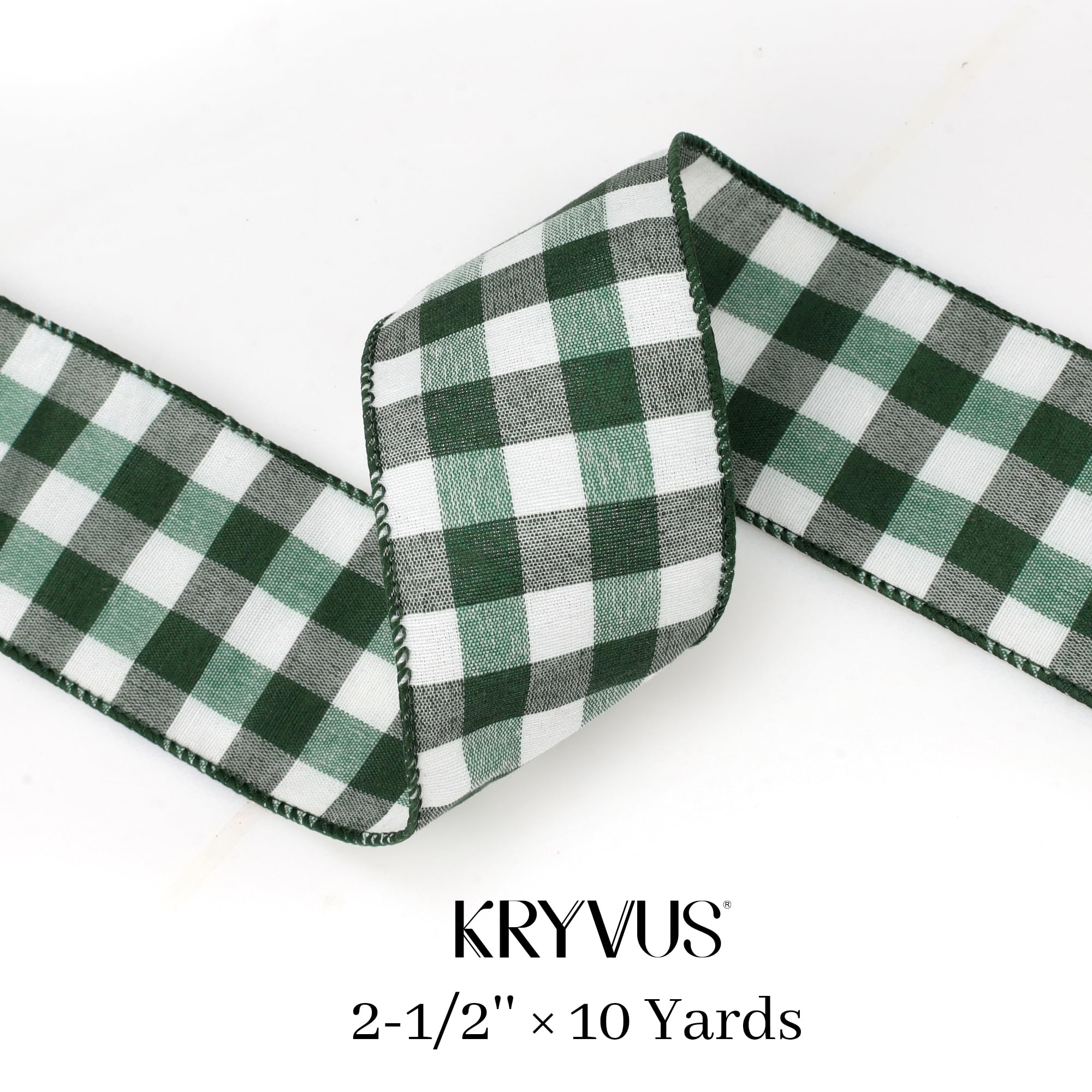 Kryvus Buffalo Plaid Christmas Ribbon, 64MM x 9M Buffalo Ribbon with Wired Edge, Perfect for Gift Wrapping Wreath - Image 3