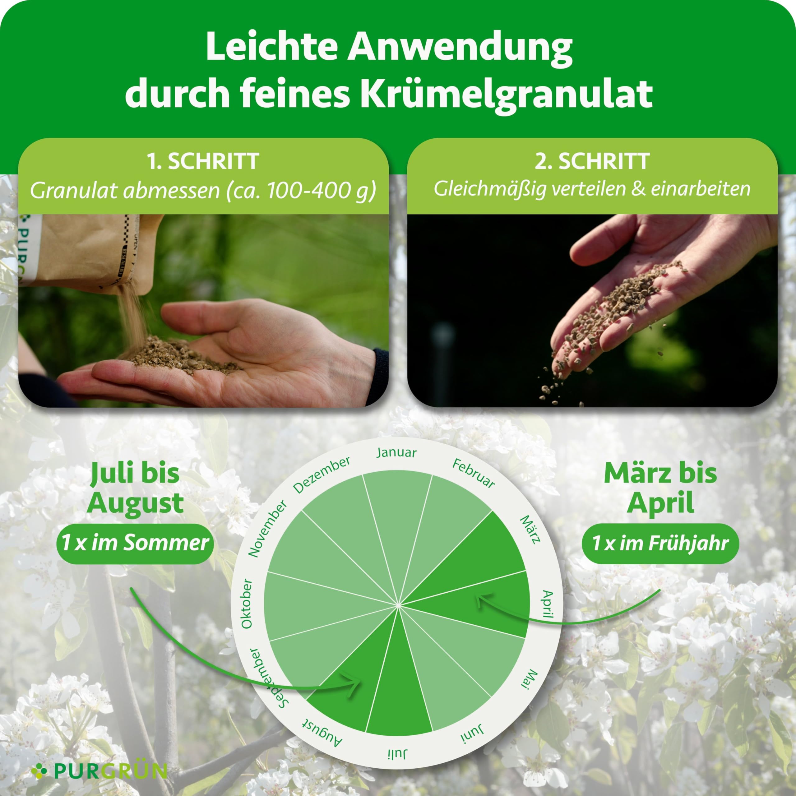 Bio-Felsenbirne-Dünger 1 kg – Organisch-mineralische Rezeptur – Feinkörniges Krümelgranulat – NPK 6+4+5 – Mit Magnesium für leuchtende Blüten & süße Früchte – Verbessert die Bodenqualität