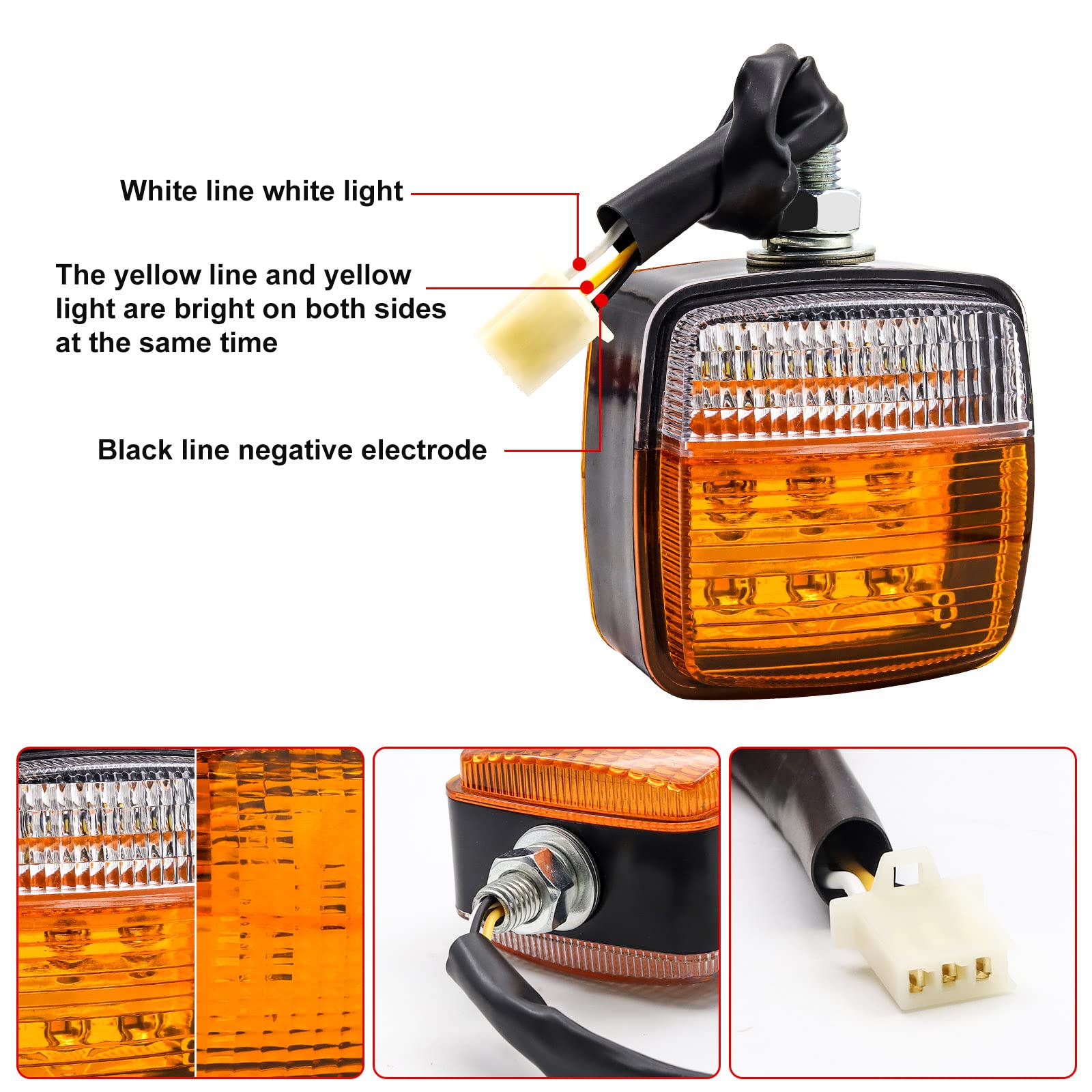 Ourbest LED Pedestal Lights Double Face Turn Signal stud mount width Side Lamp for Heavy Duty Cargo Trailer Compatible with International Truck Semi Truck Yellow White