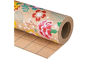 Carnation Design Kraft Wrapping Paper Roll - Mother's day, Birthday, Party, Anniversary