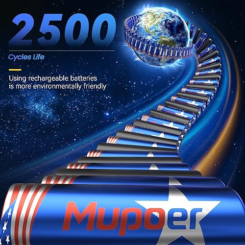 Vista 7 de Baterías AA recargables con caja, baterías de litio de 3600 mWh, AA de 1.5 V, 4 unidades, batería doble A, recargable, iones de litio de larga