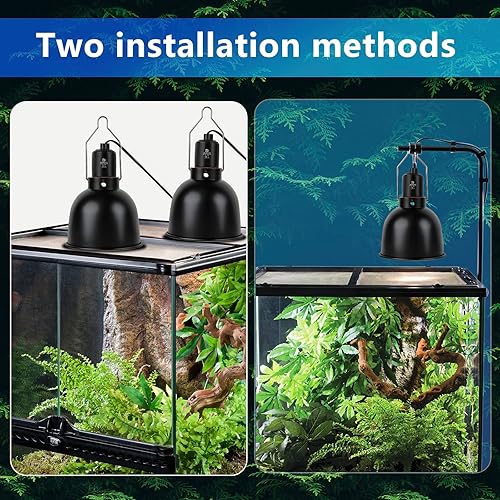 Miniatura 7 de Lámpara de luz de reptil, lámpara de calor de cúpula poco profunda de reflexión óptica de 5.5 pulgadas, lámpara de calor UVB para terrarios de