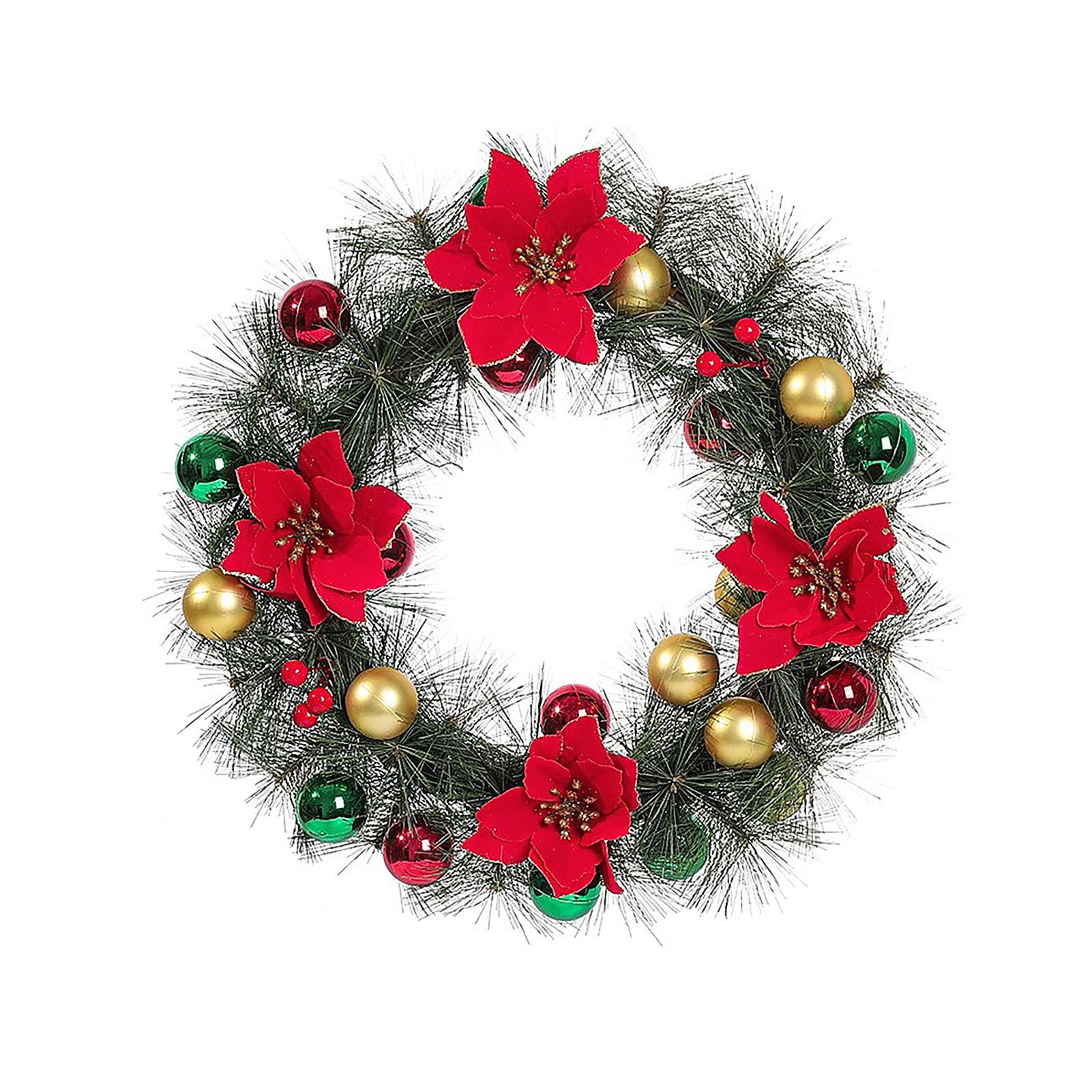Wnvivi 50cm Christmas Poinsettia Wreath,Christmas Front Door