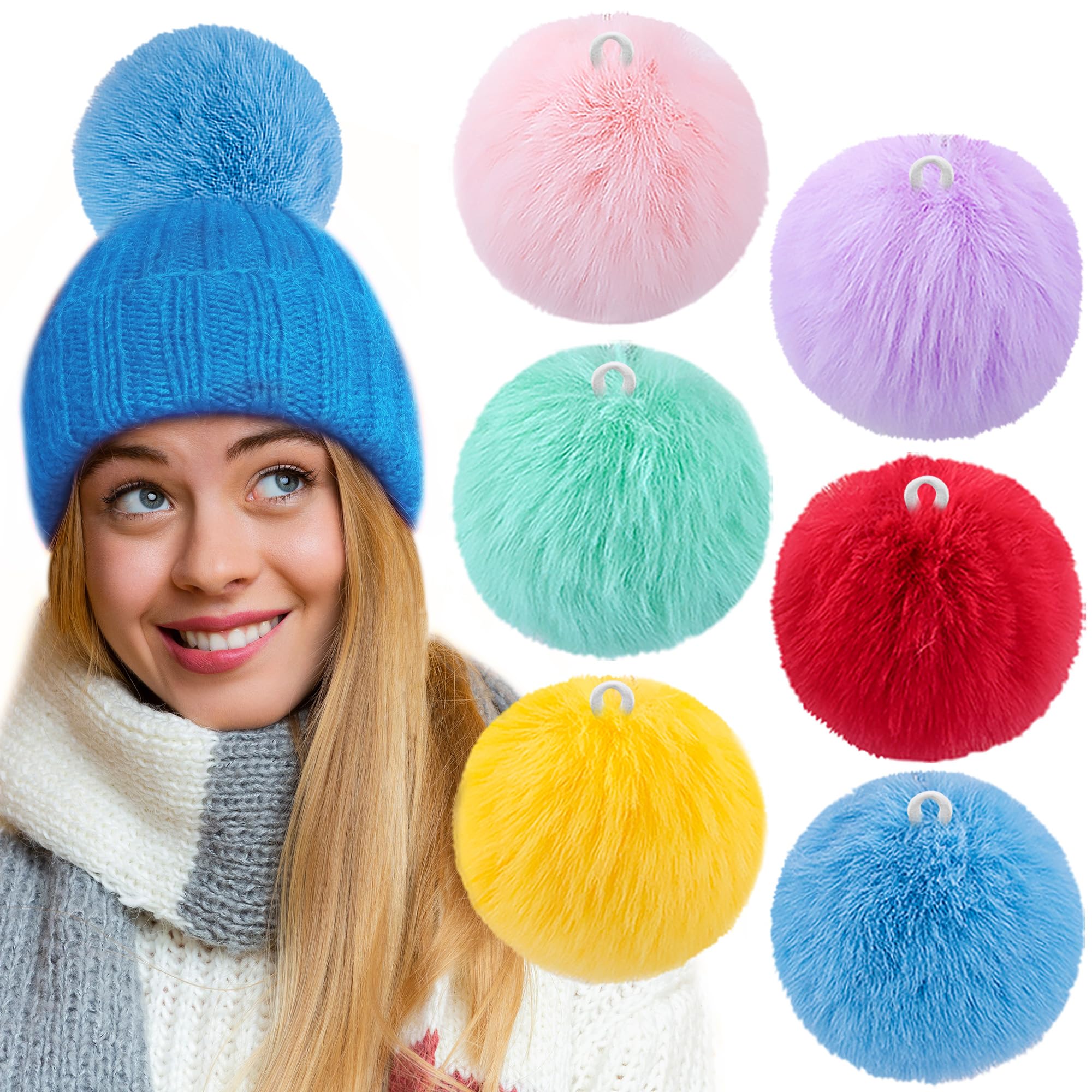 Amazon.com: BQTQ 6 Pieces 5 Inch Large Faux Rabbit Fur Pom Pom